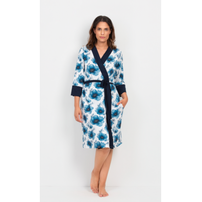 Bata mujer manga larga algodón FIGFORT Marino