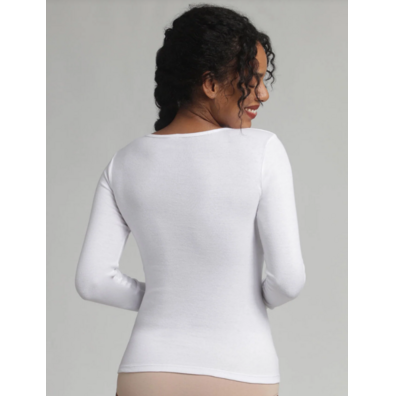 Camiseta mujer manga larga algodón Playtex Blanco
