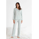 Pijama mujer largo mujer algodón BELTY Verde agua