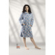 Bata mujer botones flores LIN Celeste
