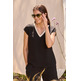 Camiseta mujer manga corta pico BELTY Negro