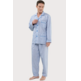 Pijama hombre tela algodón cuadros EL Búho NOCTURNO Azul