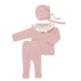 Conjunto bebé volante cuello canalé JULIANA Rosa