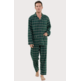 Pijama hombre franela cuadros EL Búho NOCTURNO Verde trébol