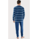 Pijama hombre terciopelo tapeta  EL Búho NOCTURNO Azul