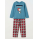 Pijama niño algodón snoopy cuadros Aznar Innova Azul