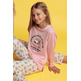 Pijama niña largo algodón snoopy Aznar Innova Rosa