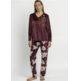 Pijama mujer terciopelo térmico pico Aznar Innova Burdeos